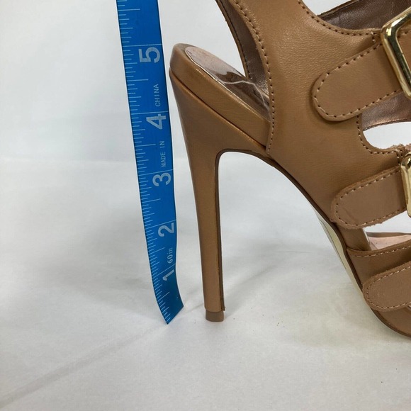 Bebe Raya Sandals Womens Sz 6 Leather Gladiator Buckle Peep Toe Stiletto Heel - Picture 9 of 9